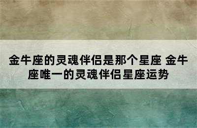 金牛座的灵魂伴侣是那个星座 金牛座唯一的灵魂伴侣星座运势